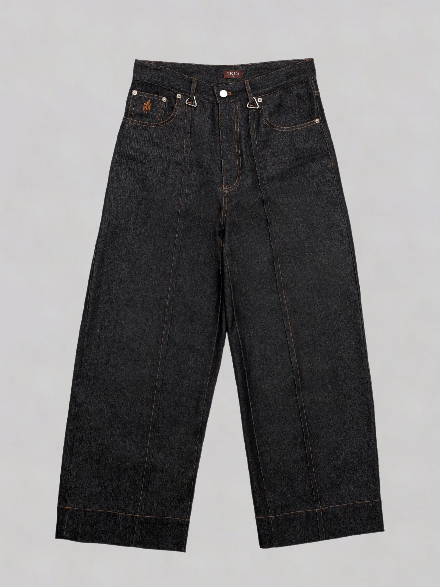 Pleated Raw Denim Jeans