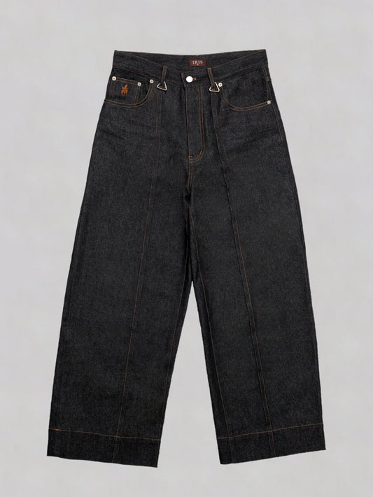 Pleated Raw Denim Jeans